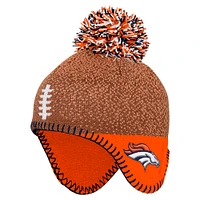 Infant Brown Denver Broncos Football Head Knit Hat with Pom