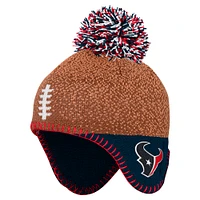 Infant Brown Houston Texans Football Head Knit Hat with Pom