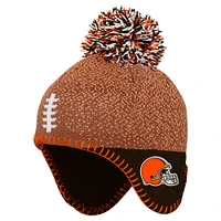 Infant Brown Cleveland Browns Football Head Knit Hat with Pom