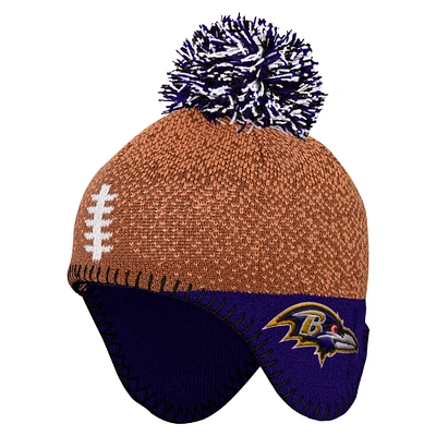 Infant Brown Baltimore Ravens Football Head Knit Hat with Pom