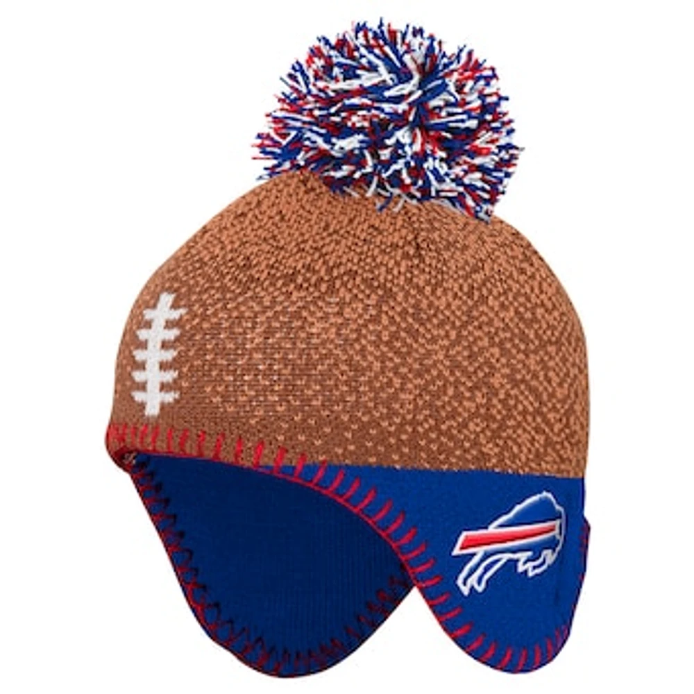 Infant Brown Buffalo Bills Football Head Knit Hat with Pom