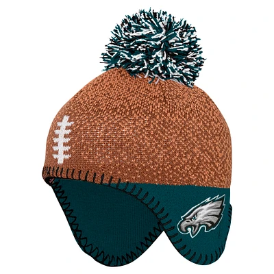 Infant Brown Philadelphia Eagles Football Head Knit Hat with Pom