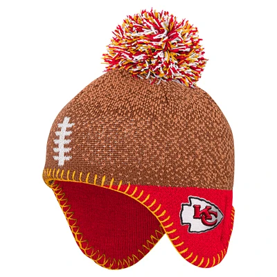 Infant Brown Kansas City Chiefs Football Head Knit Hat with Pom