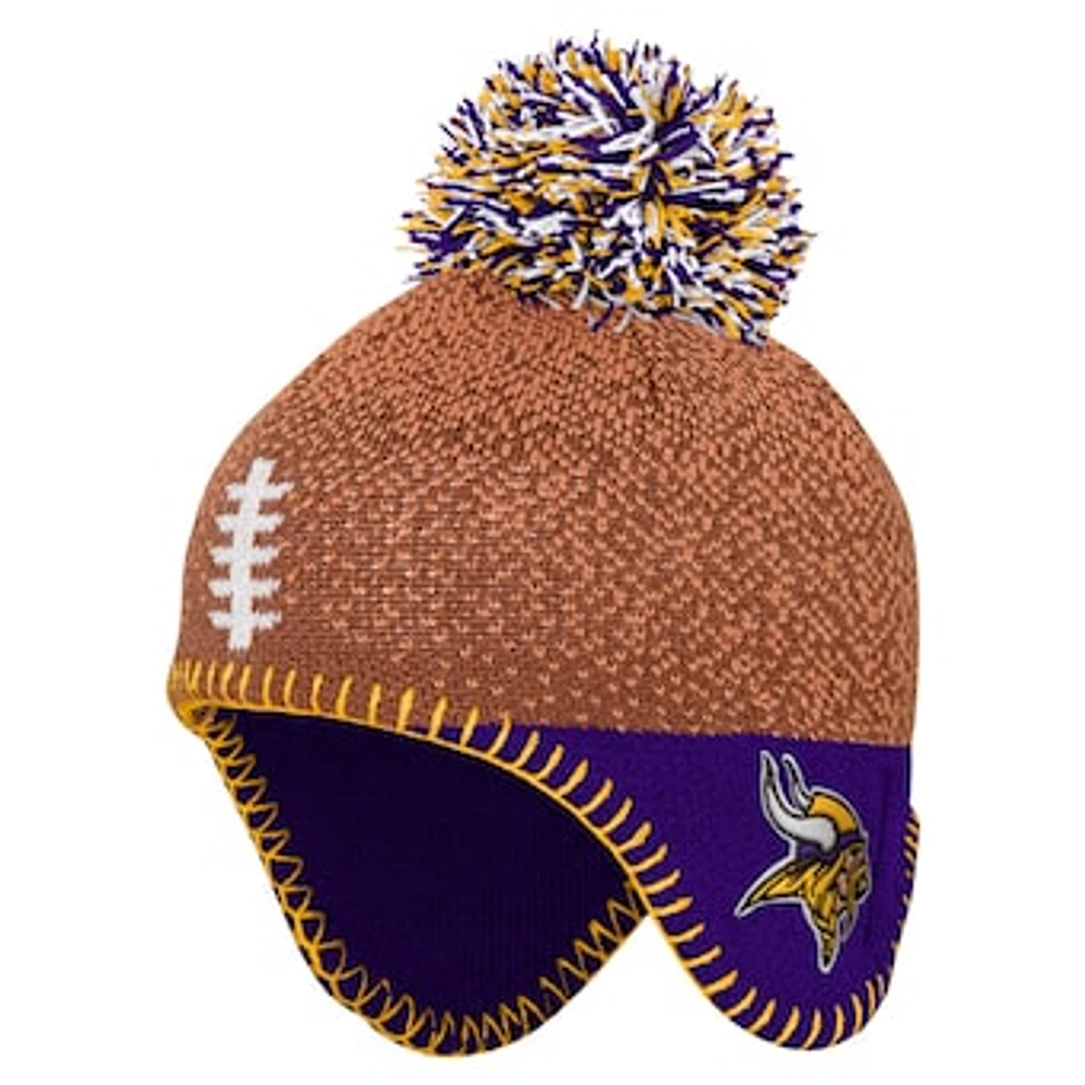 Infant Brown Minnesota Vikings Football Head Knit Hat with Pom