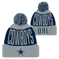 Youth Navy/Gray Dallas Cowboys Bevel Cuffed Knit Hat with Pom