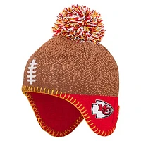 Preschool Brown Kansas City Chiefs Football Head Knit Hat with Pom