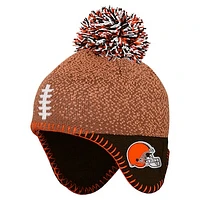 Preschool Brown Cleveland Browns Football Head Knit Hat with Pom