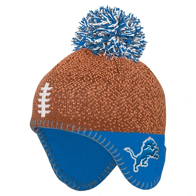 Preschool Brown Detroit Lions Football Head Knit Hat with Pom