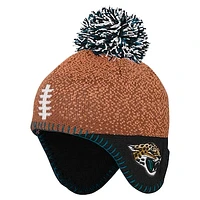 Preschool Brown Jacksonville Jaguars Football Head Knit Hat with Pom