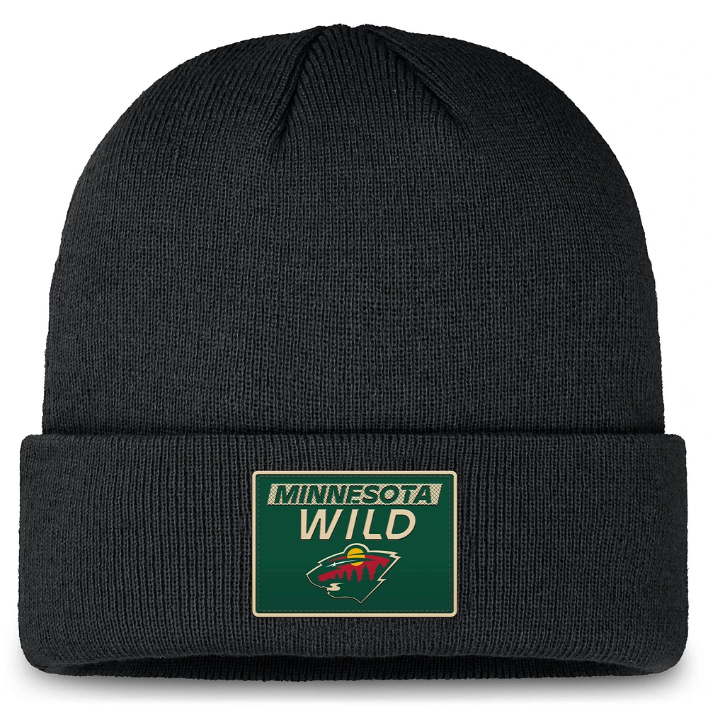 Men's Fanatics Black Minnesota Wild Authentic Pro Cuffed Knit Hat