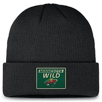 Men's Fanatics Black Minnesota Wild Authentic Pro Cuffed Knit Hat