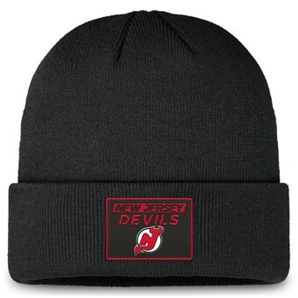 Men's Fanatics Black New Jersey Devils Authentic Pro Cuffed Knit Hat