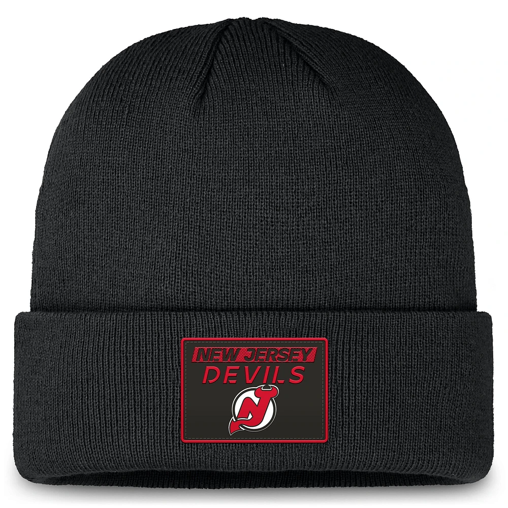 Men's Fanatics Black New Jersey Devils Authentic Pro Cuffed Knit Hat