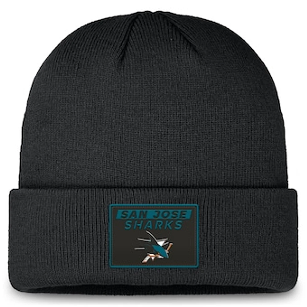 Men's Fanatics Black San Jose Sharks Authentic Pro Cuffed Knit Hat