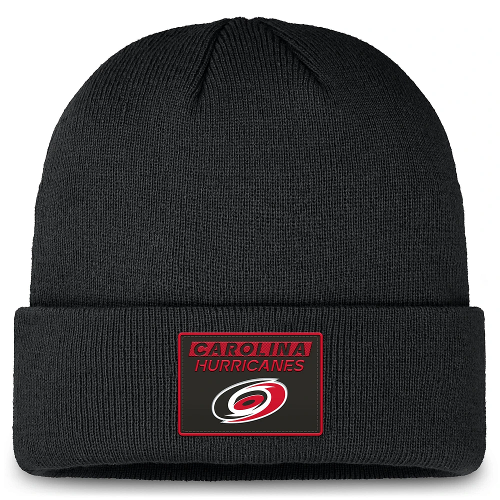 Men's Fanatics Black Carolina Hurricanes Authentic Pro Cuffed Knit Hat