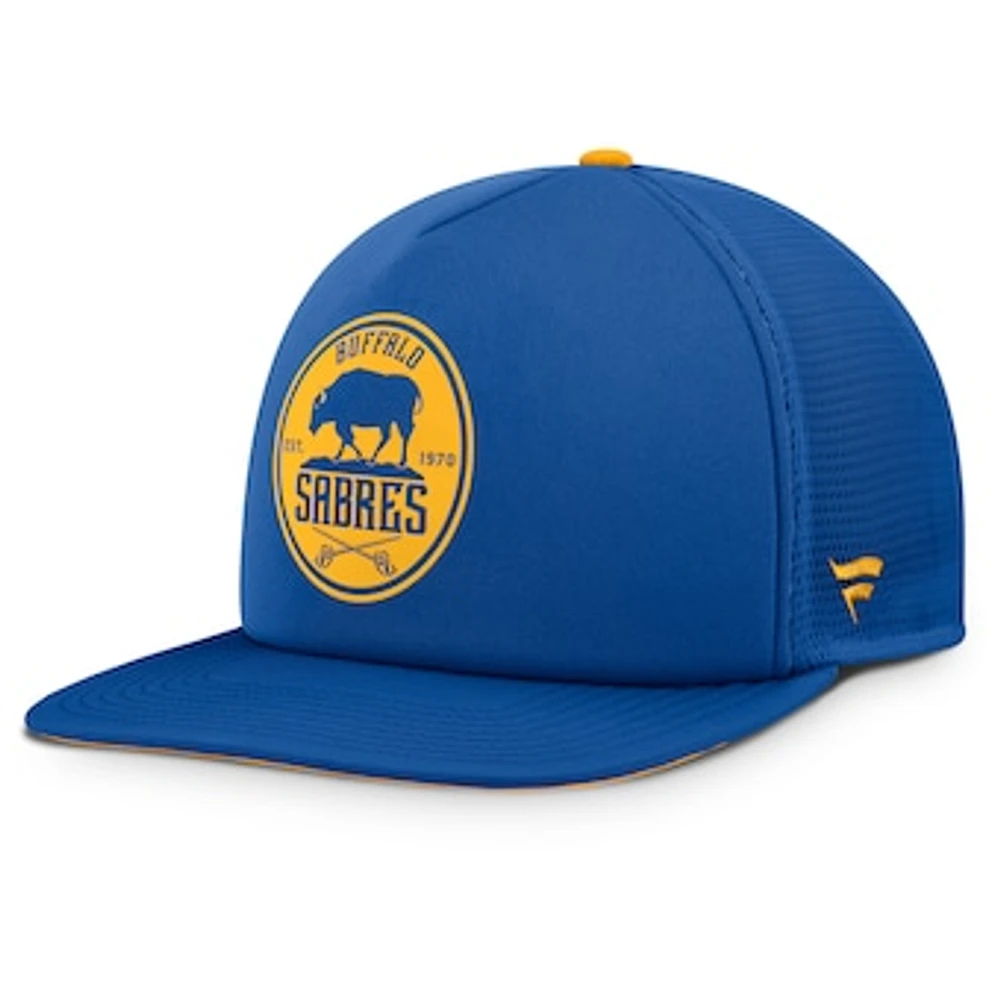 Men's Fanatics Royal/Gold Buffalo Sabres Authentic Pro Hometown Rink Foam Trucker Snapback Hat