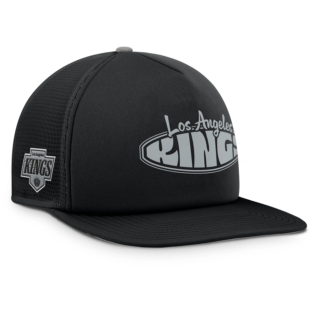 Men's Fanatics Black/Silver Los Angeles Kings Authentic Pro Hometown Rink Foam Trucker Snapback Hat