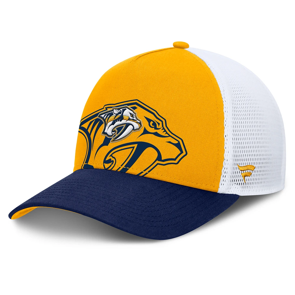 Men's Fanatics Gold/Navy Nashville Predators Authentic Pro A-Frame Rink Adjustable Hat