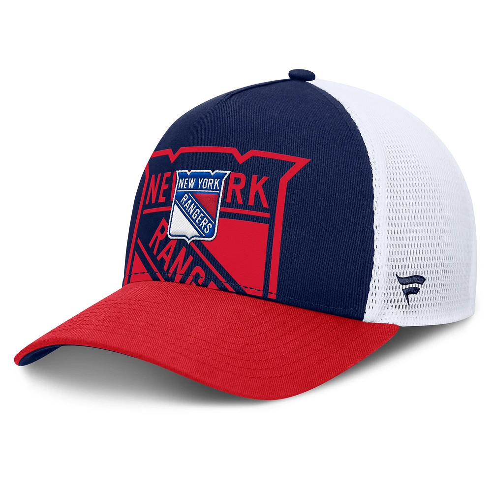 Men's Fanatics Navy/Red New York Rangers Authentic Pro A-Frame Rink Adjustable Hat