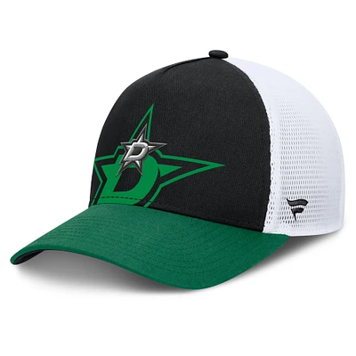 Men's Fanatics Black/Green Dallas Stars Authentic Pro A-Frame Rink Adjustable Hat