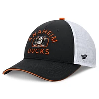 Men's Fanatics Black/White Anaheim Ducks Authentic Pro Rink Trucker Hat