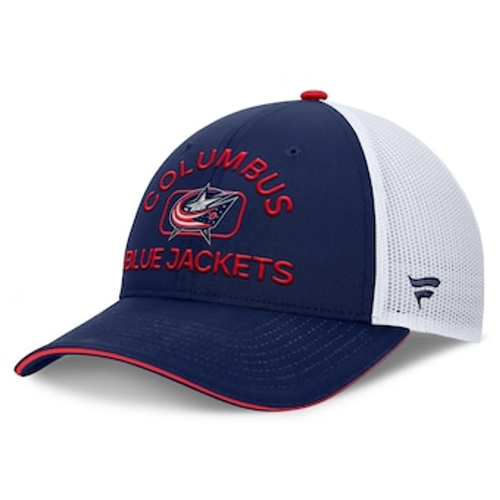 Men's Fanatics Navy/White Columbus Blue Jackets Authentic Pro Rink Trucker Hat