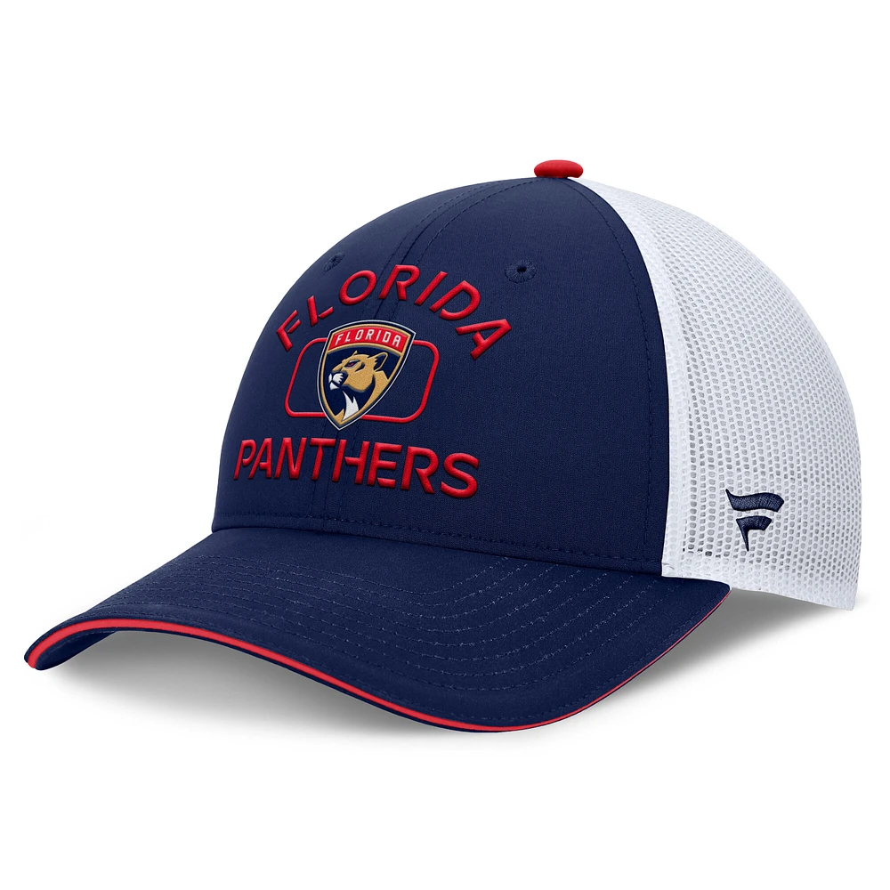 Men's Fanatics Navy/White Florida Panthers Authentic Pro Rink Trucker Hat