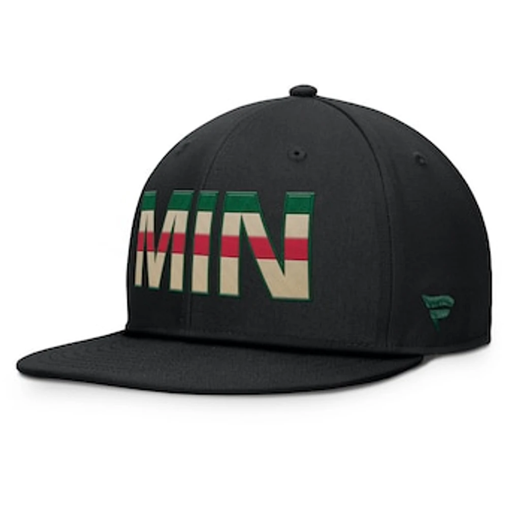 Men's Fanatics Black Minnesota Wild Authentic Pro Rink Snapback Hat