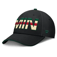 Men's Fanatics Black/Green Minnesota Wild Authentic Pro Rink Team Code Flex Hat