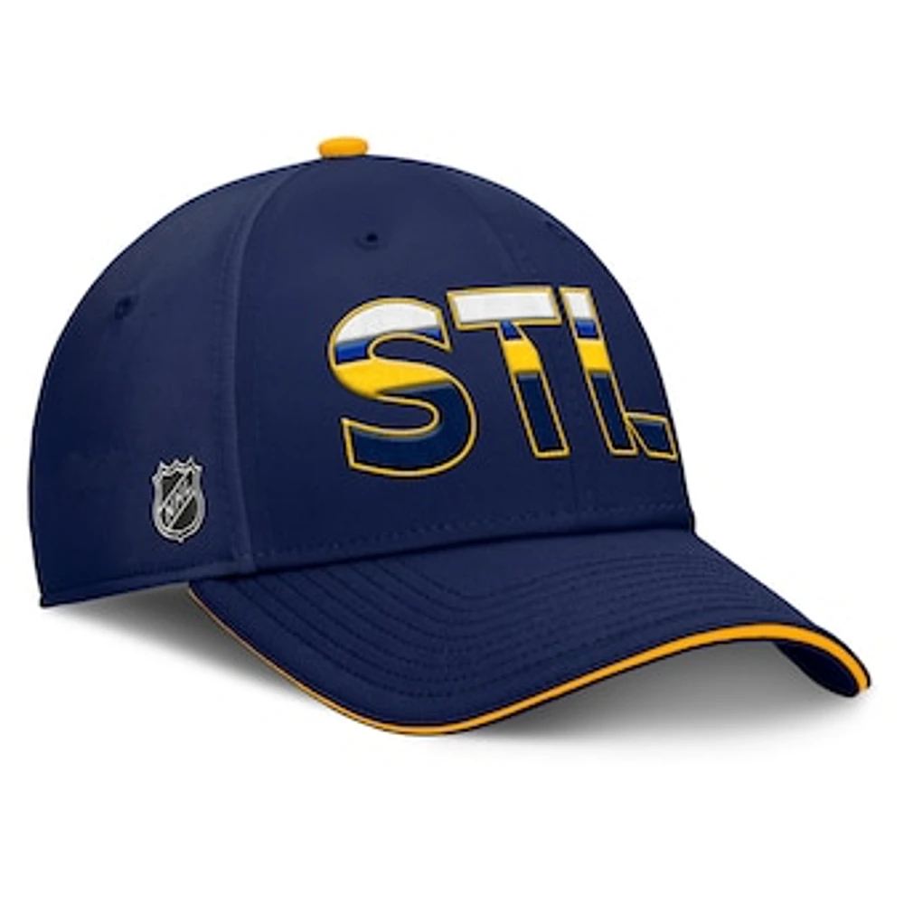 Men's Fanatics Navy/Gold St. Louis Blues Authentic Pro Rink Team Code Flex Hat