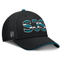 Men's Fanatics Black/Teal San Jose Sharks Authentic Pro Rink Team Code Flex Hat