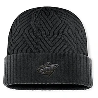 Men's Fanatics Black Minnesota Wild Authentic Pro Road Cuffed Knit Hat