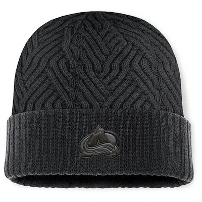 Men's Fanatics Black Colorado Avalanche Authentic Pro Road Cuffed Knit Hat