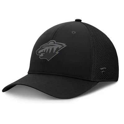 Men's Fanatics Black Minnesota Wild Authentic Pro Road Logo Flex Hat