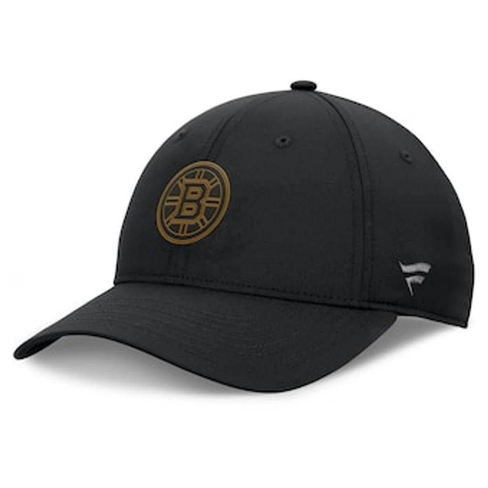 Men's Fanatics Black Boston Bruins Authentic Pro Road Logo Adjustable Hat