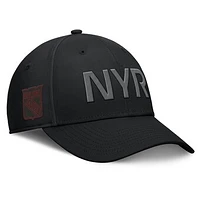 Men's Fanatics Black New York Rangers Authentic Pro Road Team Code Side Patch Flex Hat