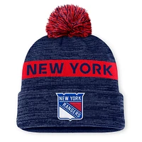 Men's Fanatics Navy/Red New York Rangers Authentic Pro Rink Cuffed Knit Hat with Pom