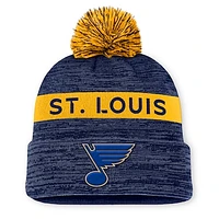 Men's Fanatics Navy/Gold St. Louis Blues Authentic Pro Rink Cuffed Knit Hat with Pom