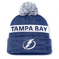 Men's Fanatics Blue/White Tampa Bay Lightning Authentic Pro Rink Cuffed Knit Hat with Pom