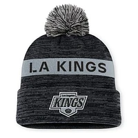 Men's Fanatics Black/Silver Los Angeles Kings Authentic Pro Rink Cuffed Knit Hat with Pom