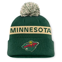 Women's Fanatics Green/Cream Minnesota Wild Authentic Pro Rink Cuffed Knit Hat with Pom