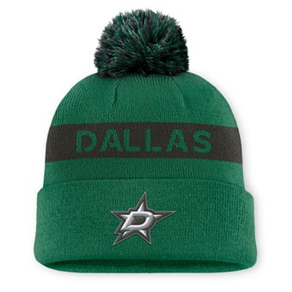 Women's Fanatics Green/Black Dallas Stars Authentic Pro Rink Cuffed Knit Hat with Pom