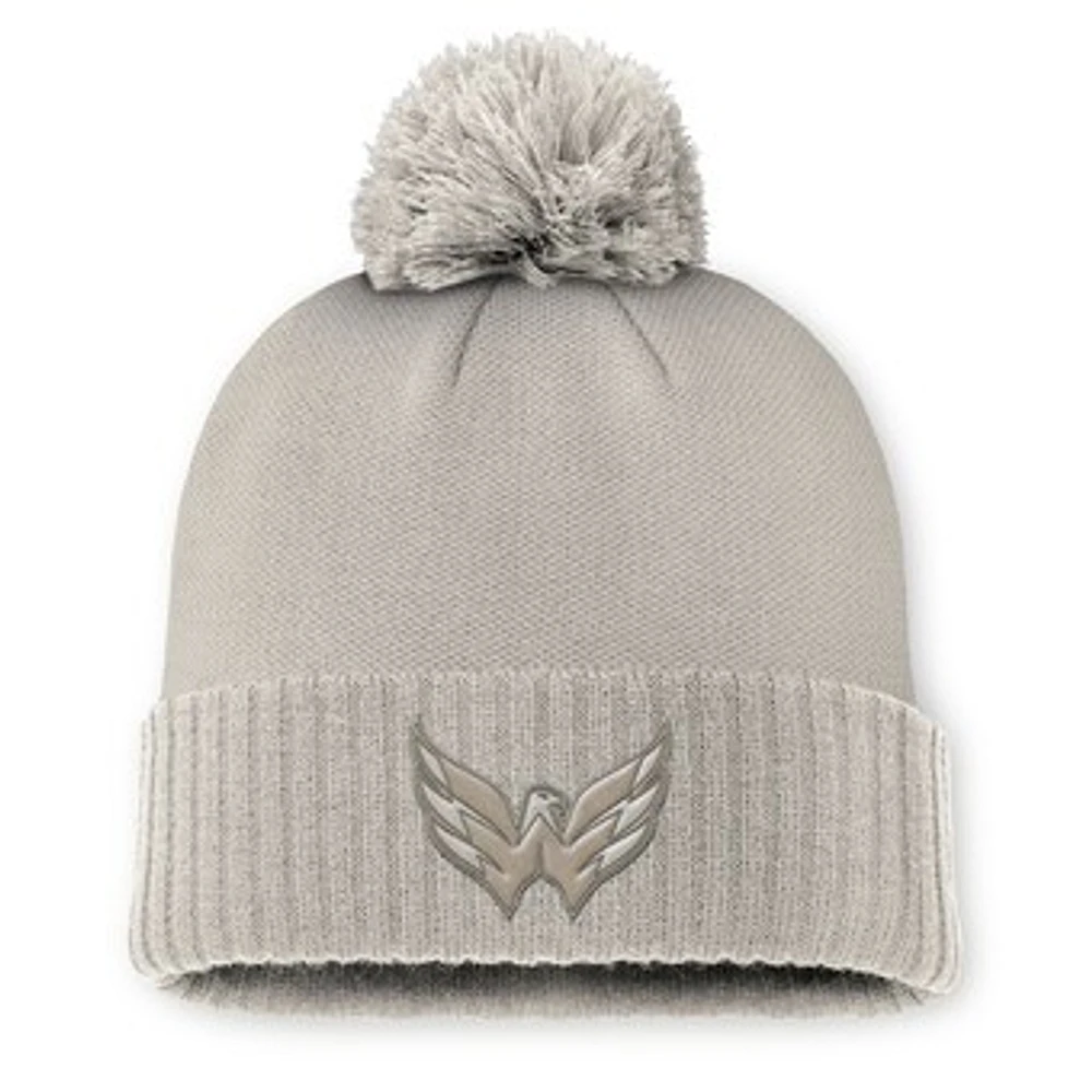 Women's Fanatics Tan Washington Capitals Authentic Pro Road Cuffed Knit Hat with Pom