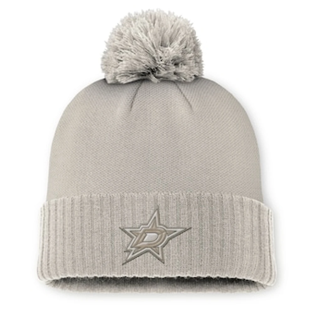 Women's Fanatics Tan Dallas Stars Authentic Pro Road Cuffed Knit Hat with Pom