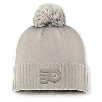 Women's Fanatics Tan Philadelphia Flyers Authentic Pro Road Cuffed Knit Hat with Pom