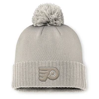 Women's Fanatics Tan Philadelphia Flyers Authentic Pro Road Cuffed Knit Hat with Pom