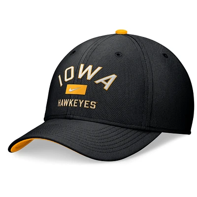 Men's Nike Black Iowa Hawkeyes Primetime Rise Swoosh Flex Hat