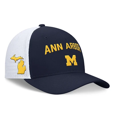 Men's Jordan Brand Navy/White Michigan Wolverines Primetime Rise City Trucker Adjustable Hat