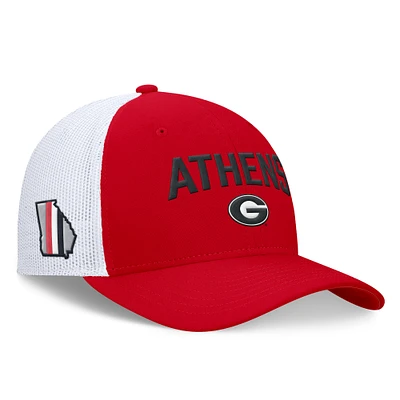 Men's Nike Red/White Georgia Bulldogs Primetime Rise City Trucker Adjustable Hat