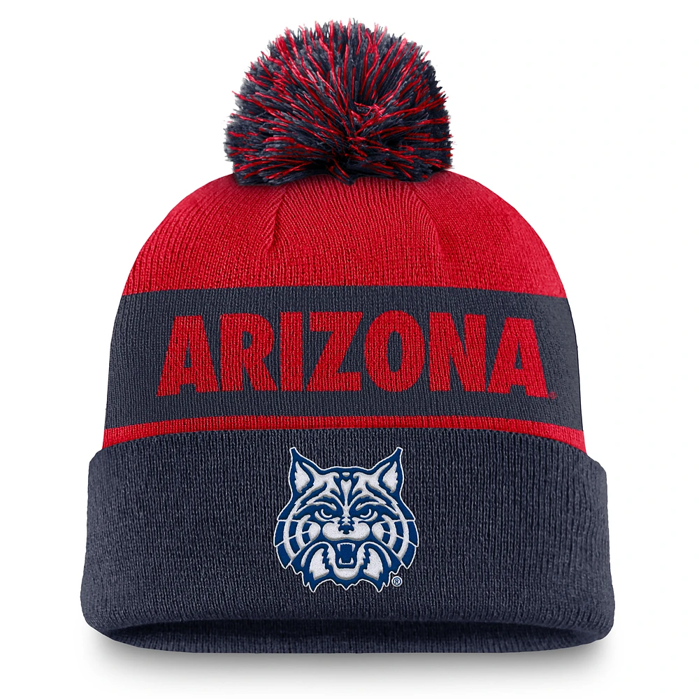 Men's Nike Red/Navy Arizona Wildcats Primetime Peak Cuffed Knit Hat with Pom